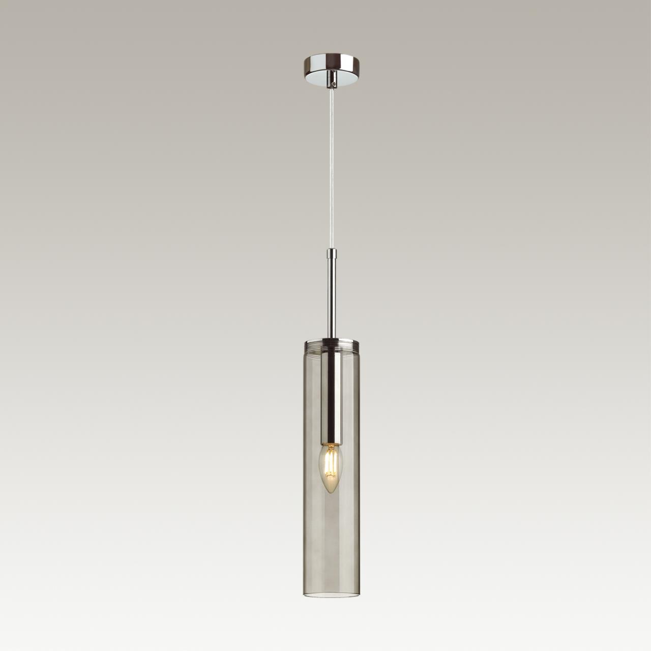 Подвес ODEON LIGHT PENDANT KLUM хром E14*1 10W плафон серый
