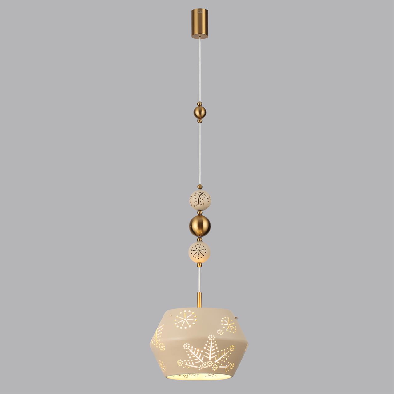 Подвес ODEON LIGHT EXCLUSIVE PENDANT KARELIA латунь E27*1 10W плафон бежевый