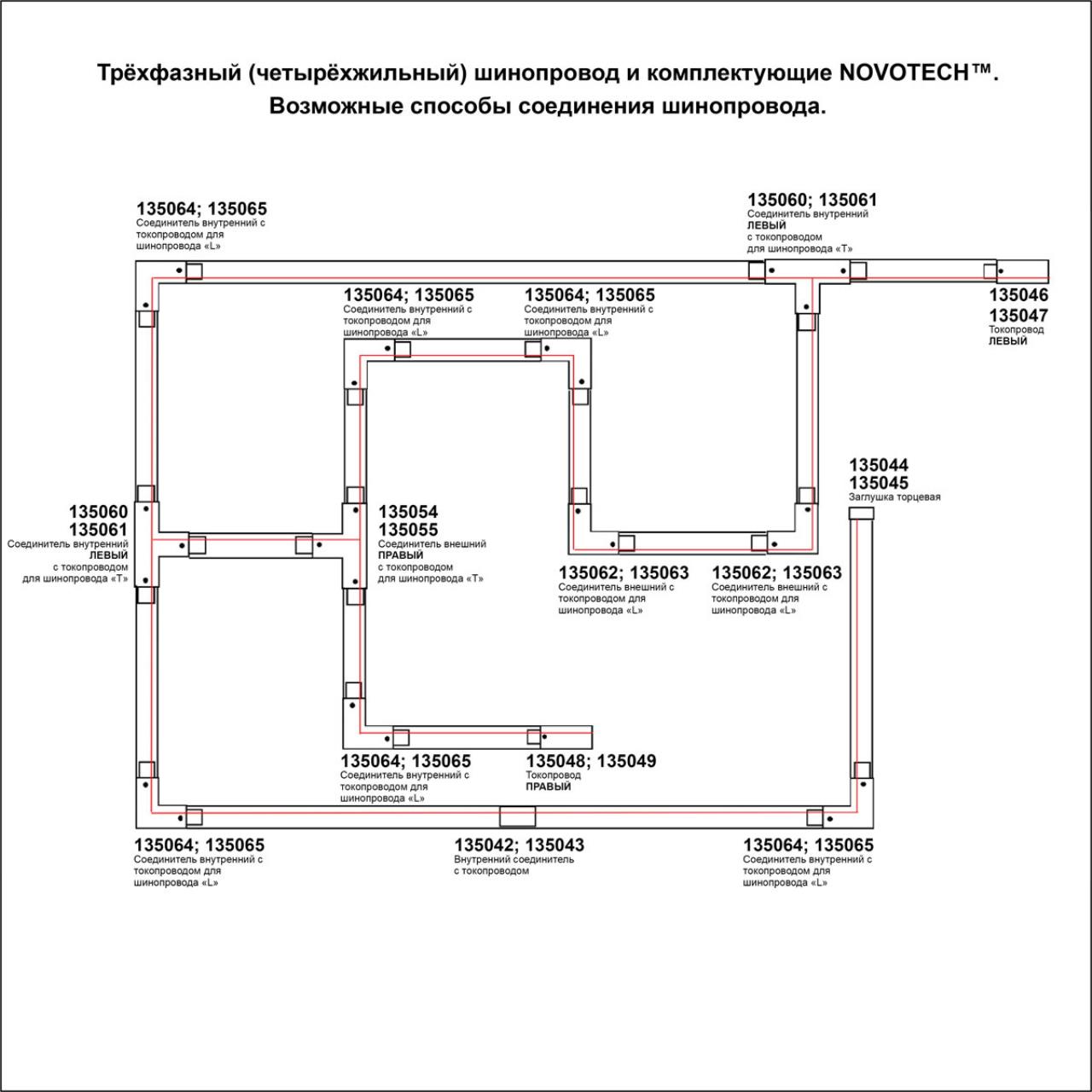 Трехфазный (четырехжильный) шинопровод 1м, в комплекте заглушки 2шт NOVOTECH PORT  черный