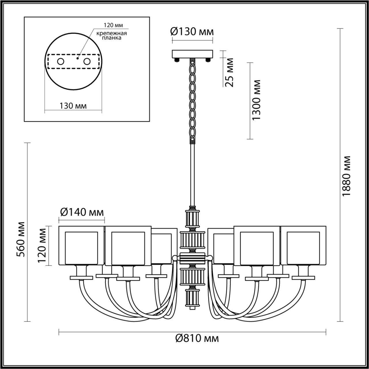 Люстра ODEON LIGHT CLASSIC SAGA античная бронза, латунь E14*8 10W плафон круг