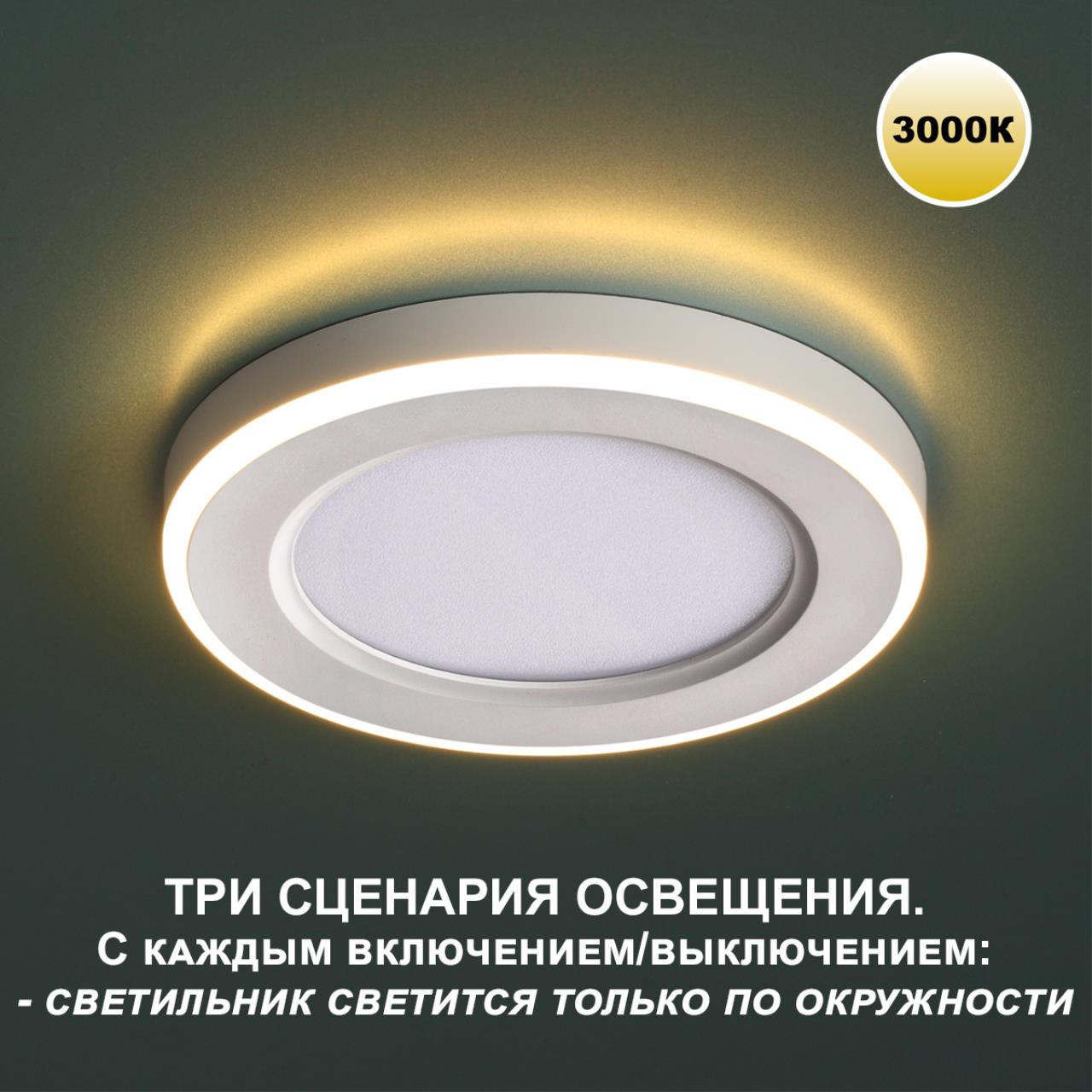 Светильник встраиваемый светодиодный (три сценария работы) NOVOTECH SPOT SPAN белый LED*1 12W+4W 3000К