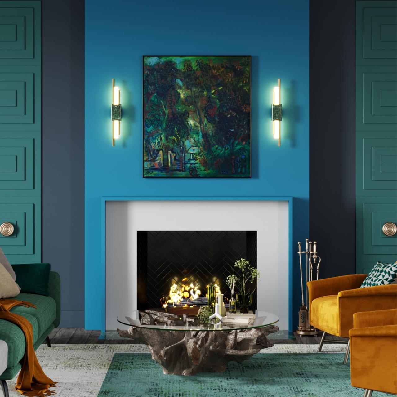 Настенный светильник ODEON LIGHT MIDCENT MARMI золотой, изумрудный мрамор LED*1 1*10W 3000К плафон