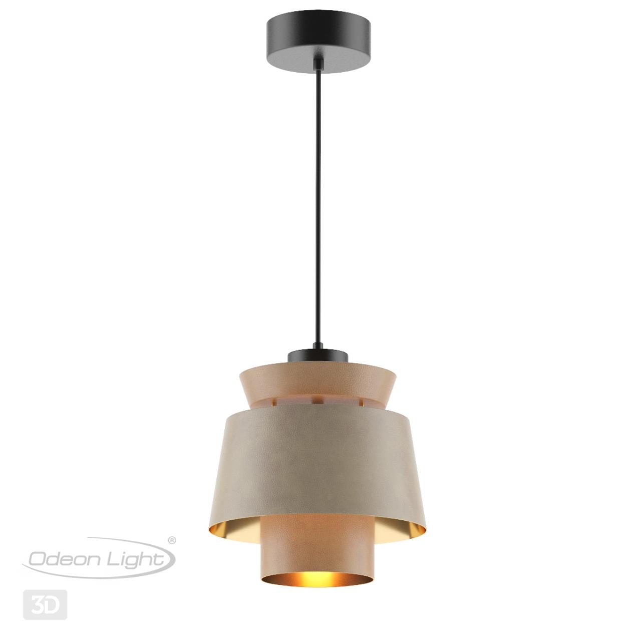 Подвес ODEON LIGHT PENDANT KRESSA черный E27*1 10W плафон бежевый; золотой