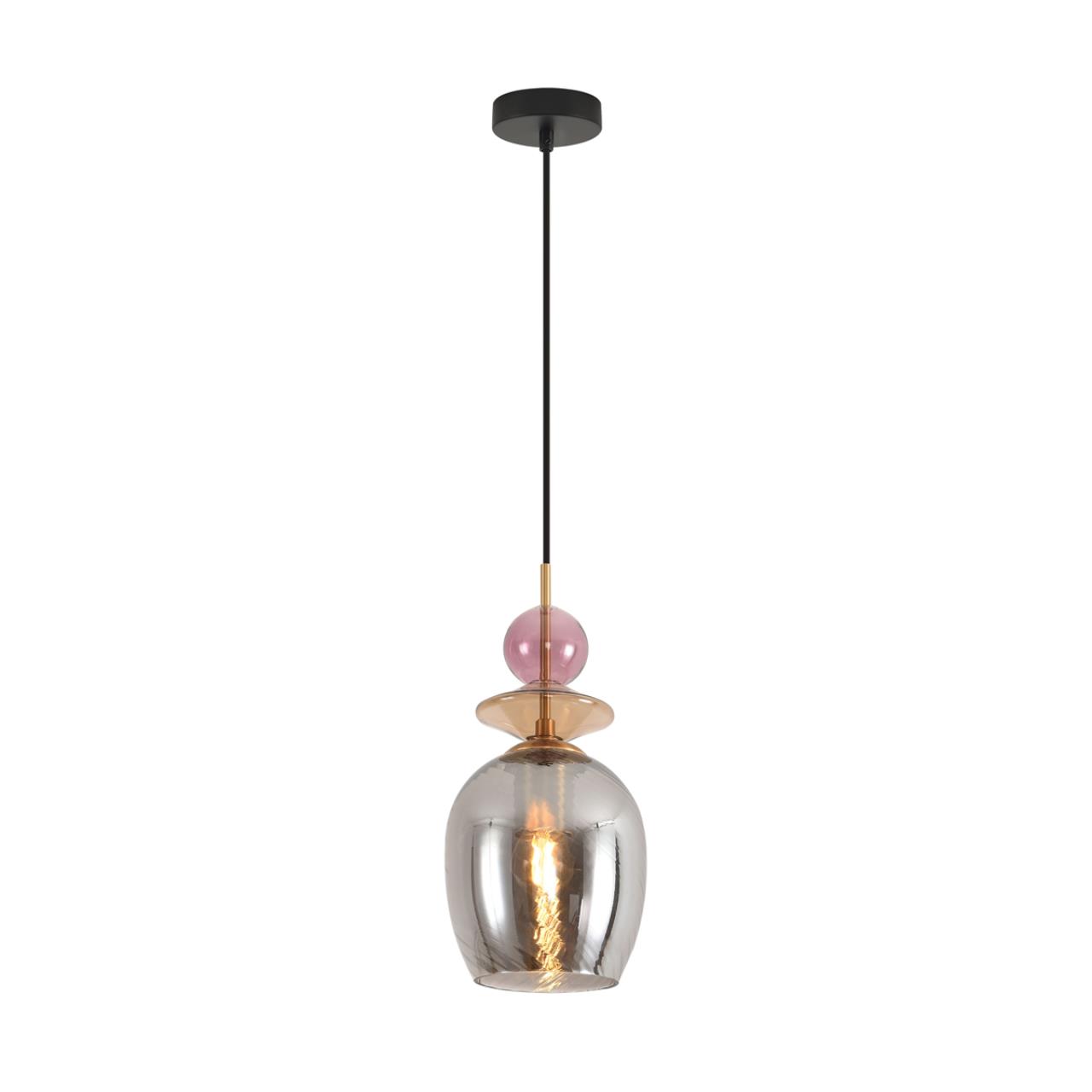 Подвес LUMION MODERNI IRIME черный E27*1 10W плафон серый; янтарный; цветной