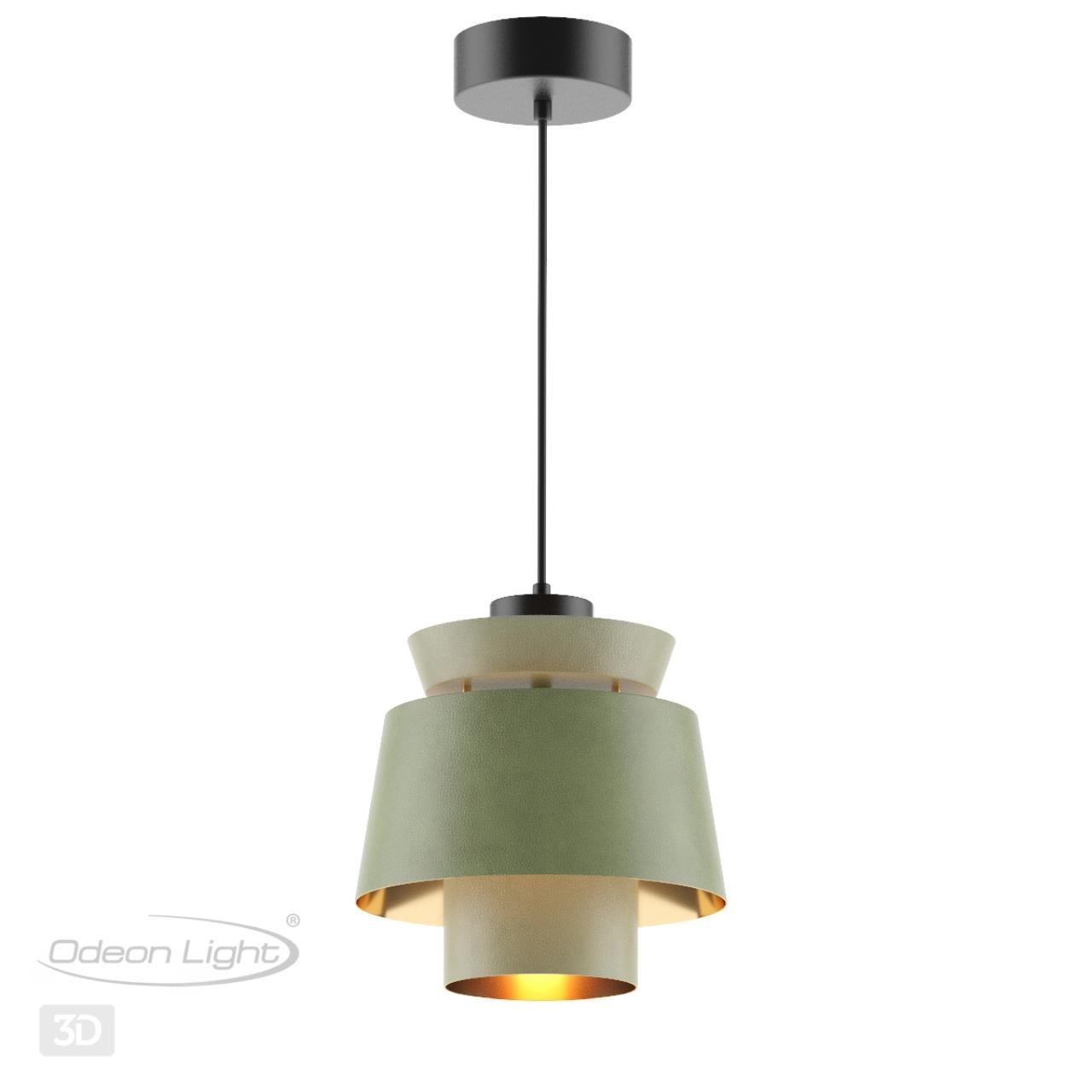 Подвес ODEON LIGHT PENDANT KRESSA черный E27*1 10W плафон зеленый; золотой
