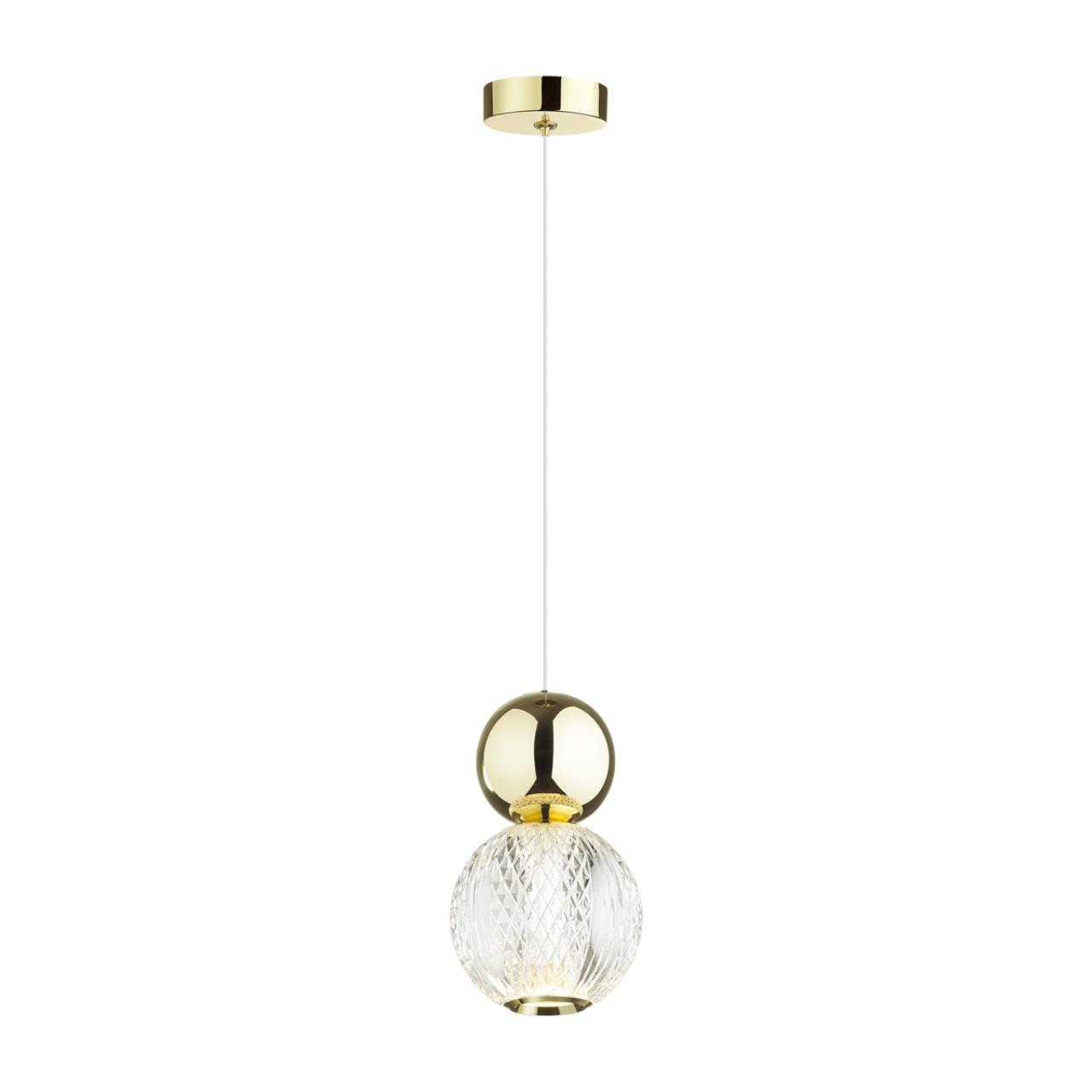 Подвес ODEON LIGHT L-VISION CRYSTAL золотой LED*1 7W 4000К плафон прозрачный
