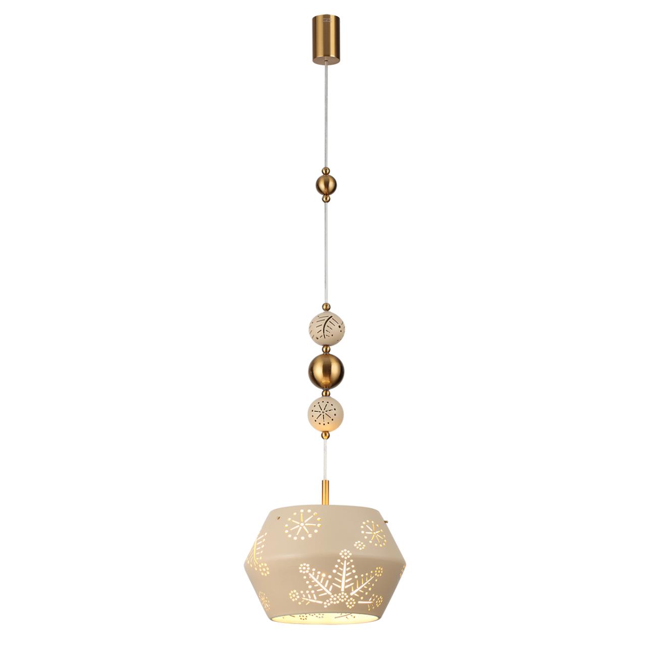 Подвес ODEON LIGHT EXCLUSIVE PENDANT KARELIA латунь E27*1 10W плафон бежевый