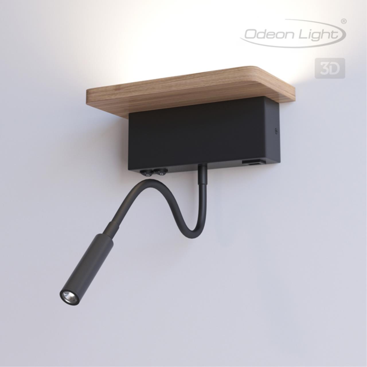 Настенный светильник-полка с подсветкой/USB ODEON LIGHT HIGHTECH WOODY бежевый