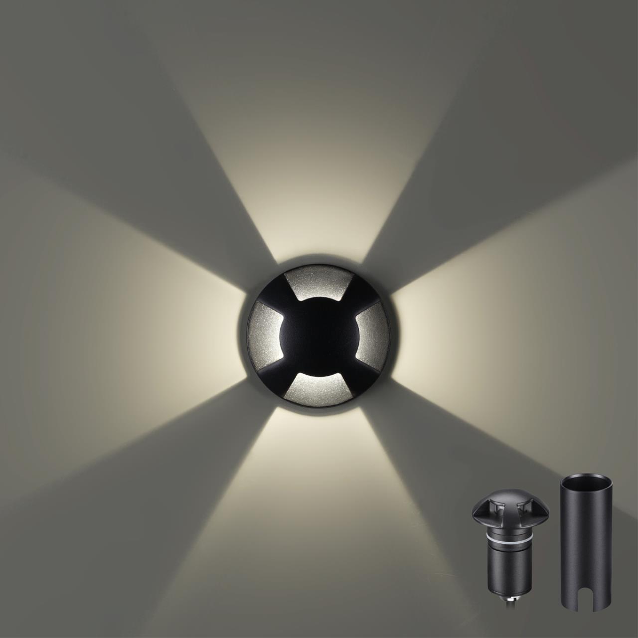Встраиваемый грунтовый светильник ODEON LIGHT NATURE WALD черный LED 3W 4000К плафон черный