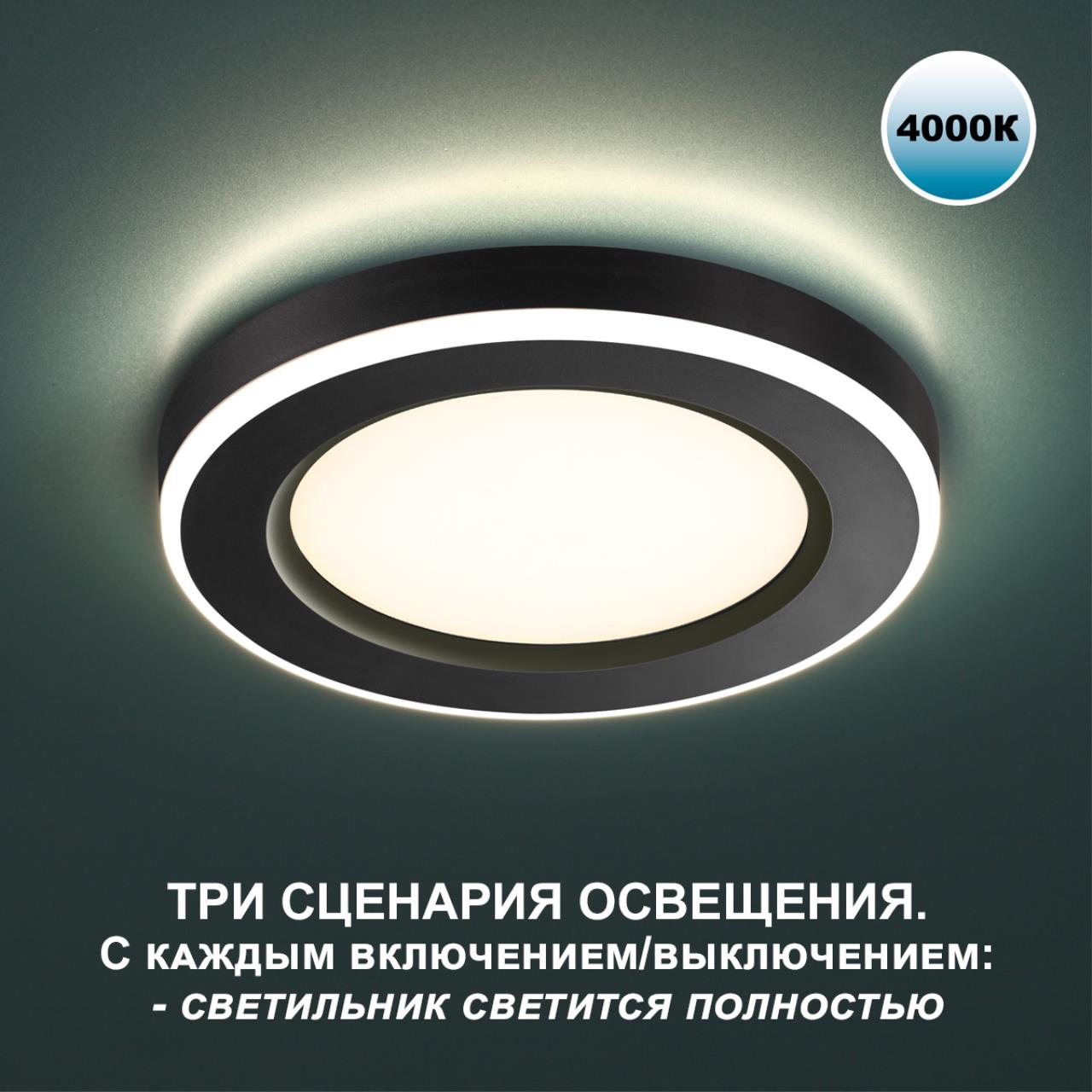 Светильник встраиваемый светодиодный (три сценария работы) NOVOTECH SPOT SPAN черный LED*1 12W+4W 4000+4000К