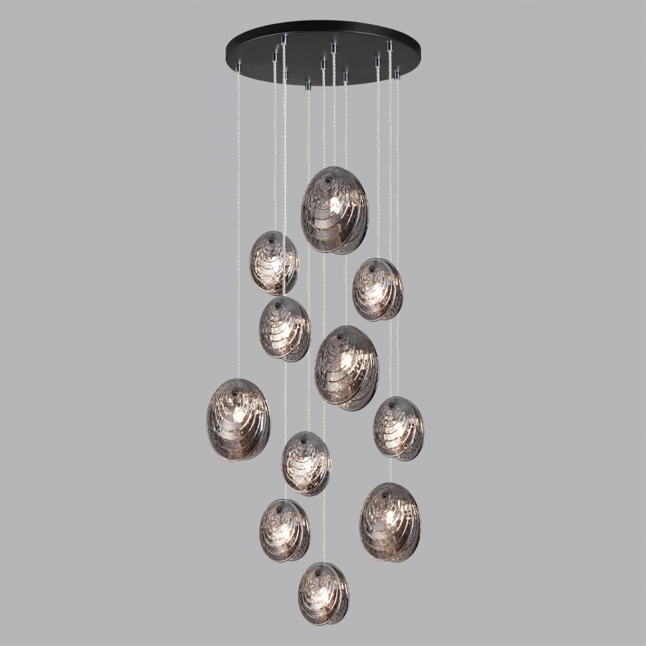 Люстра каскадная ODEON LIGHT MODERN MUSSELS черный, дымчатый G9*11 10W