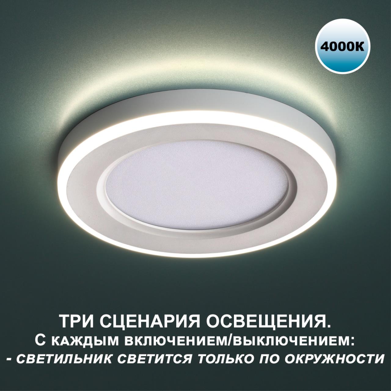 Светильник встраиваемый светодиодный (три сценария работы) NOVOTECH SPOT SPAN белый LED*1 12W+4W 4000+4000К