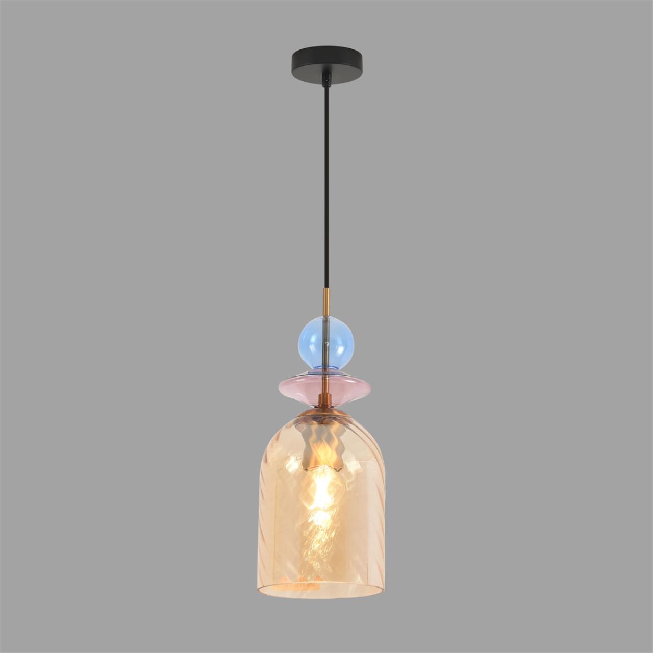Подвес LUMION MODERNI IRIME черный E27*1 10W плафон янтарный; цветной