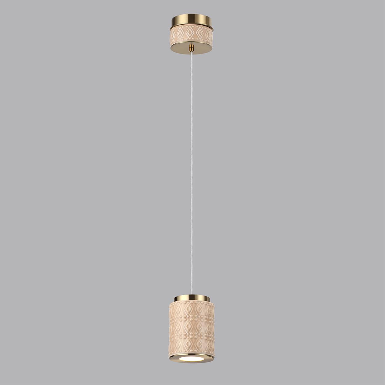 Подвес ODEON LIGHT EXCLUSIVE L-VISION LULU античная бронза, латунь LED*1 5W 3000К плафон бежевый