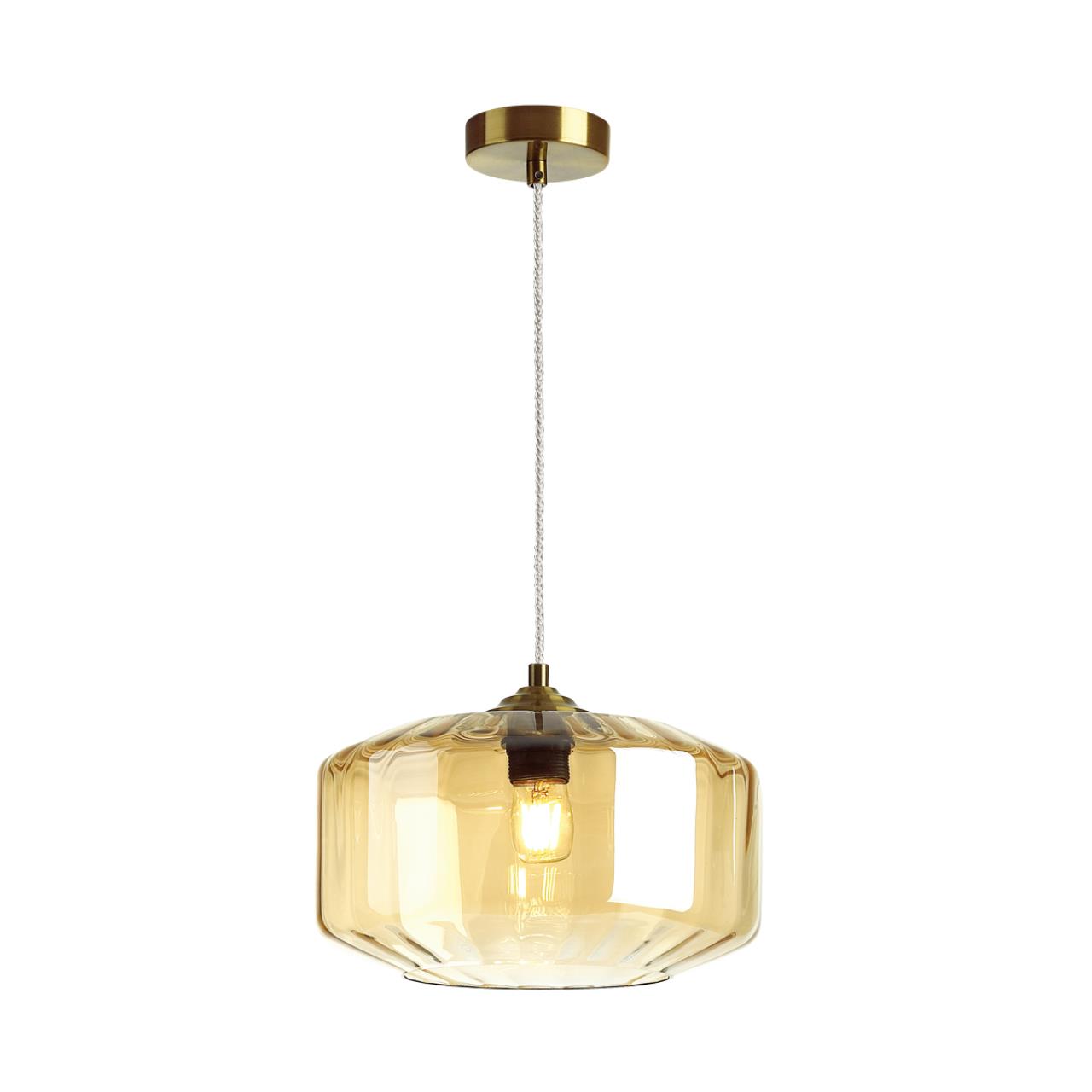 Подвес ODEON LIGHT PENDANT BINGA бронзовый E27*1 10W плафон янтарный