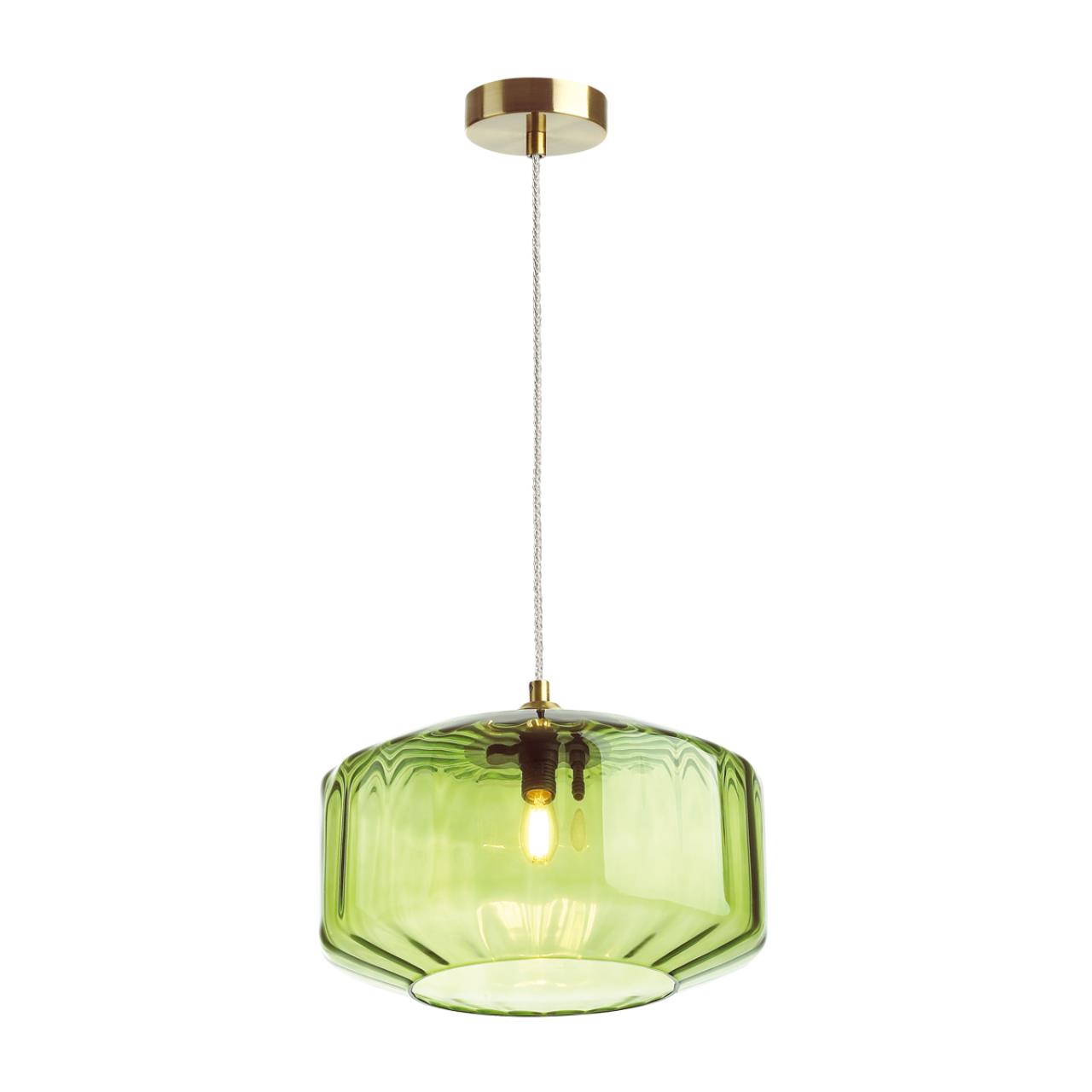 Подвес ODEON LIGHT PENDANT BINGA бронзовый E27*1 10W плафон зеленый