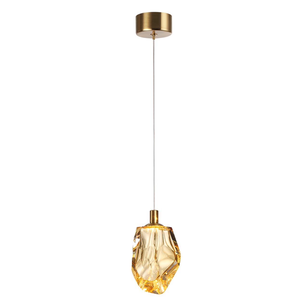 Подвесной светильник ODEON LIGHT L-VISION GEMME бронзовый LED*1 4W 3000К плафон янтарный