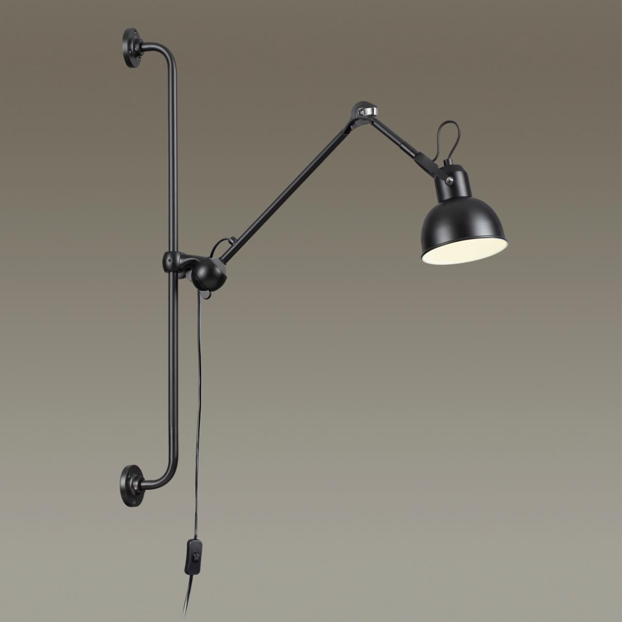 Настенный светильник на кронштейне ODEON LIGHT MODERN ARTA черный E14*1 10W  на штанге