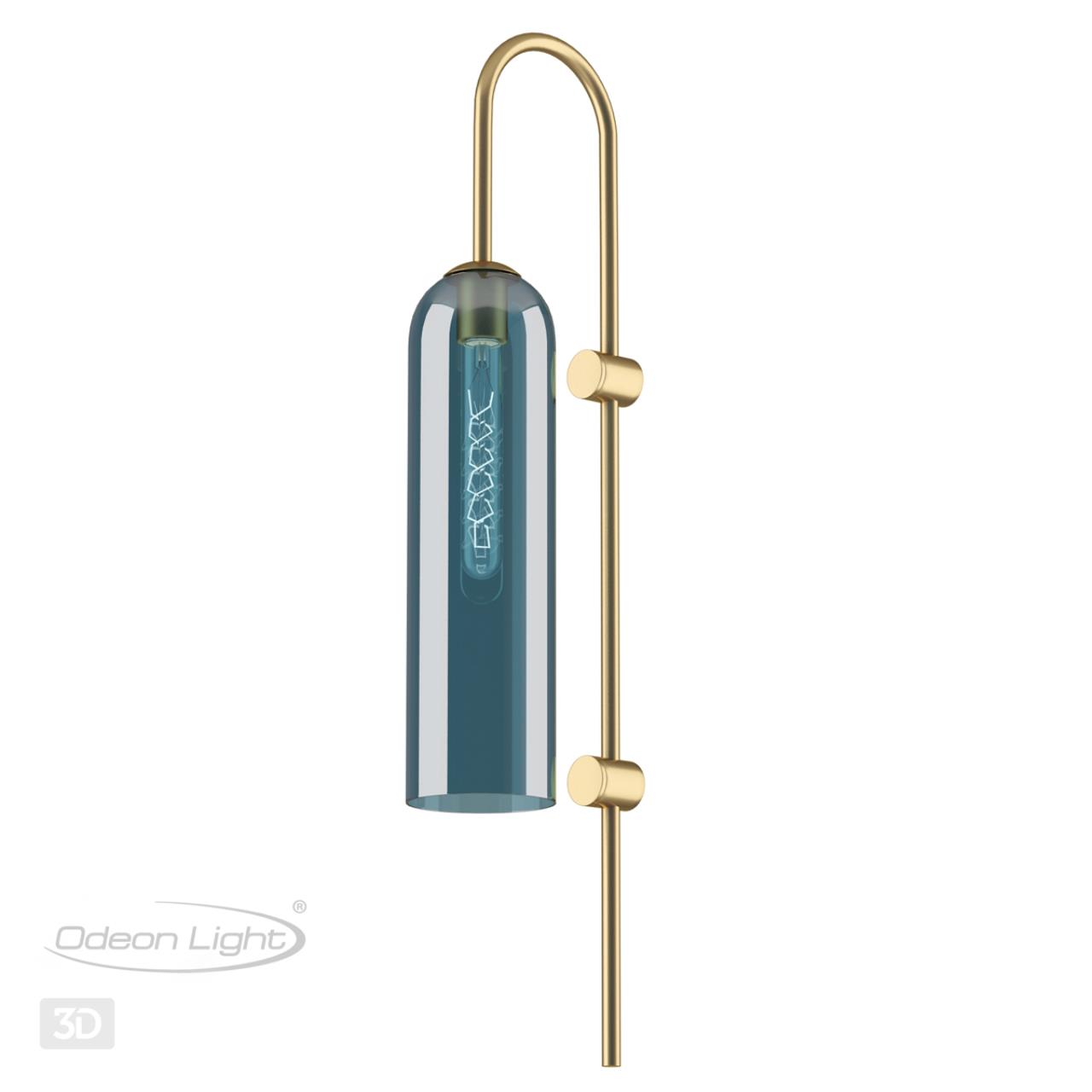 Бра ODEON LIGHT PENDANT VOSTI золотой E27*1 10W плафон синий