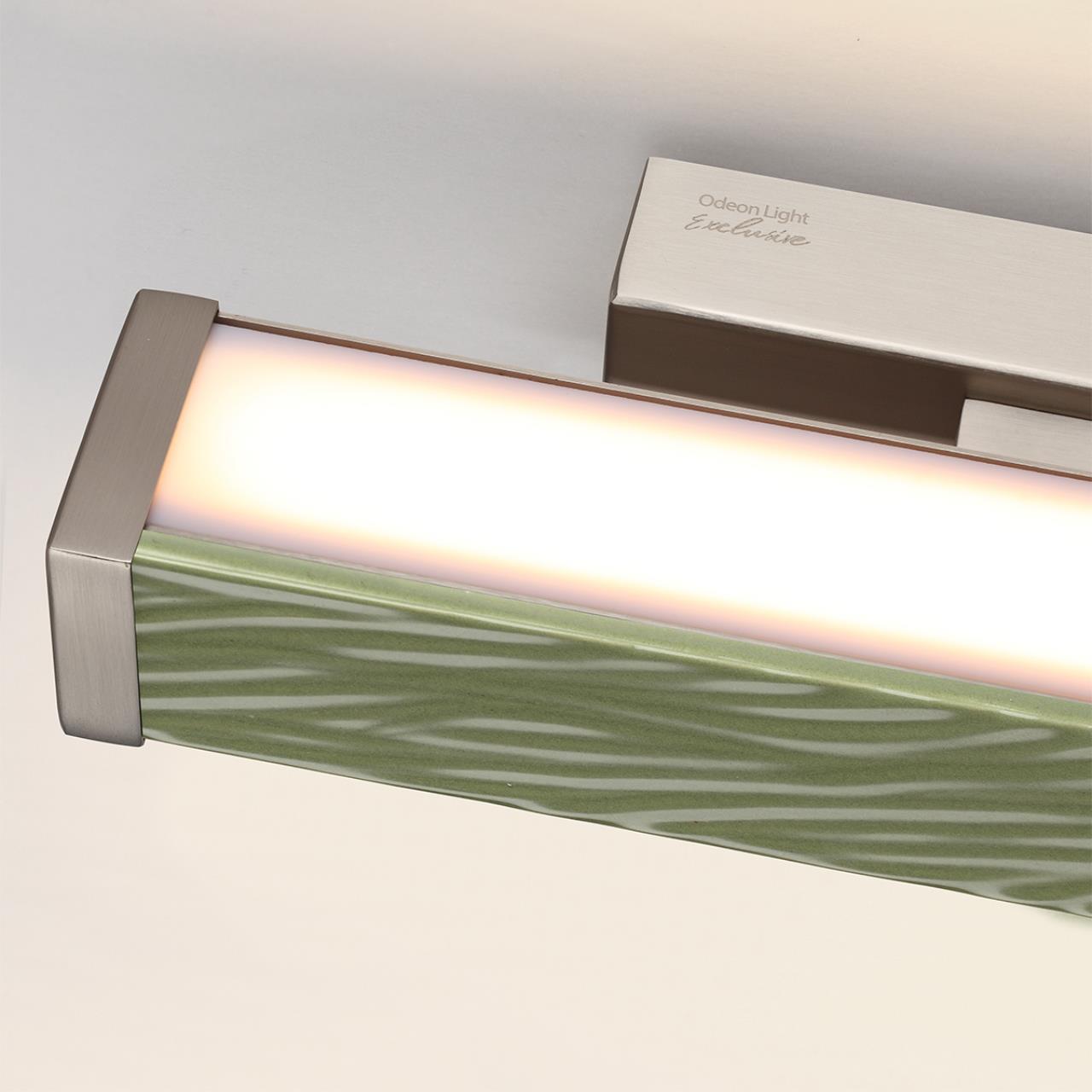 Настенный светильник с выкл. ODEON LIGHT EXCLUSIVE L-VISION RIVIERA никель LED*1 10W 2000/3000/4000К плафон зеленый/никель
