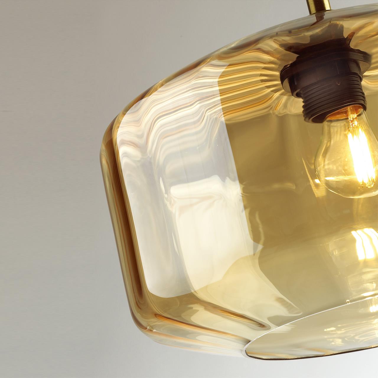Подвес ODEON LIGHT PENDANT BINGA бронзовый E27*1 10W плафон янтарный