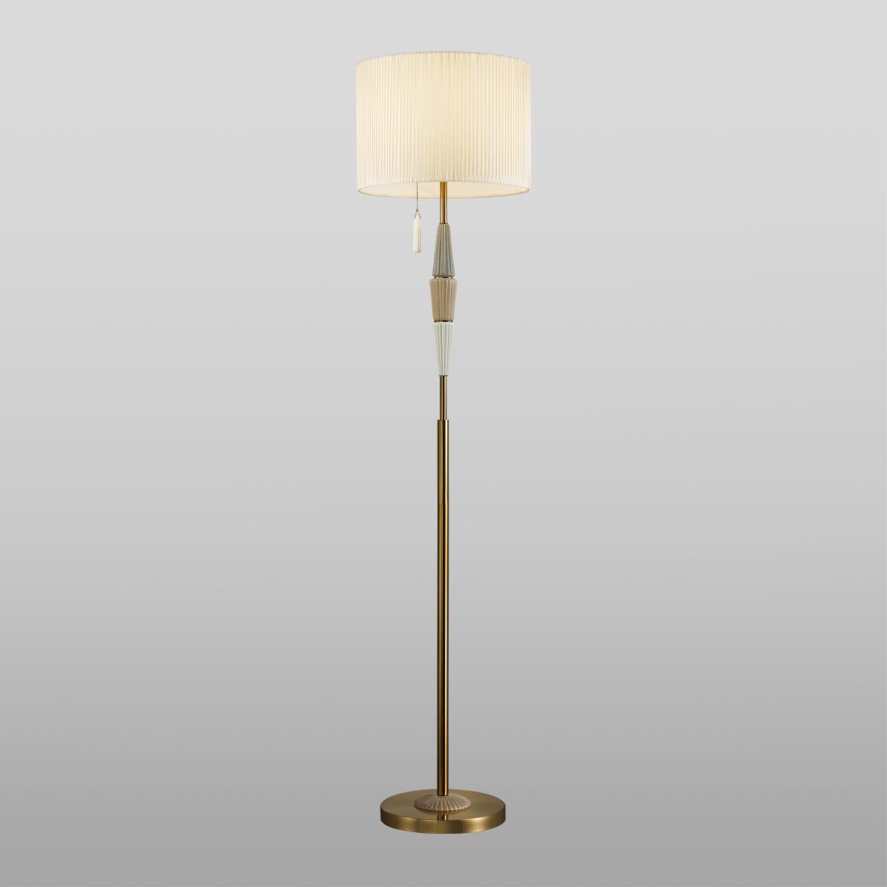 Торшер ODEON LIGHT EXCLUSIVE CLASSIC Latte бронзовый E27*1 10W плафон бежевый
