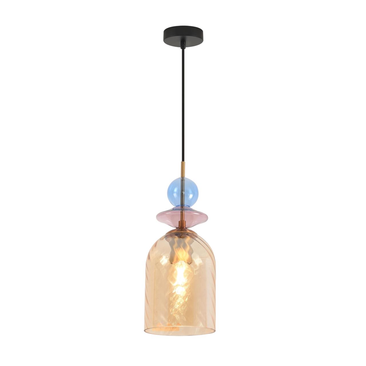 Подвес LUMION MODERNI IRIME черный E27*1 10W плафон янтарный; цветной