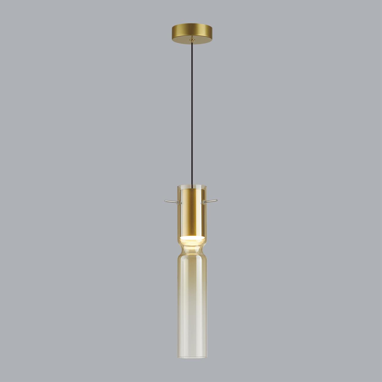 Подвес ODEON LIGHT PENDANT SCROW золотой LED*1 5W 3000К плафон янтарный