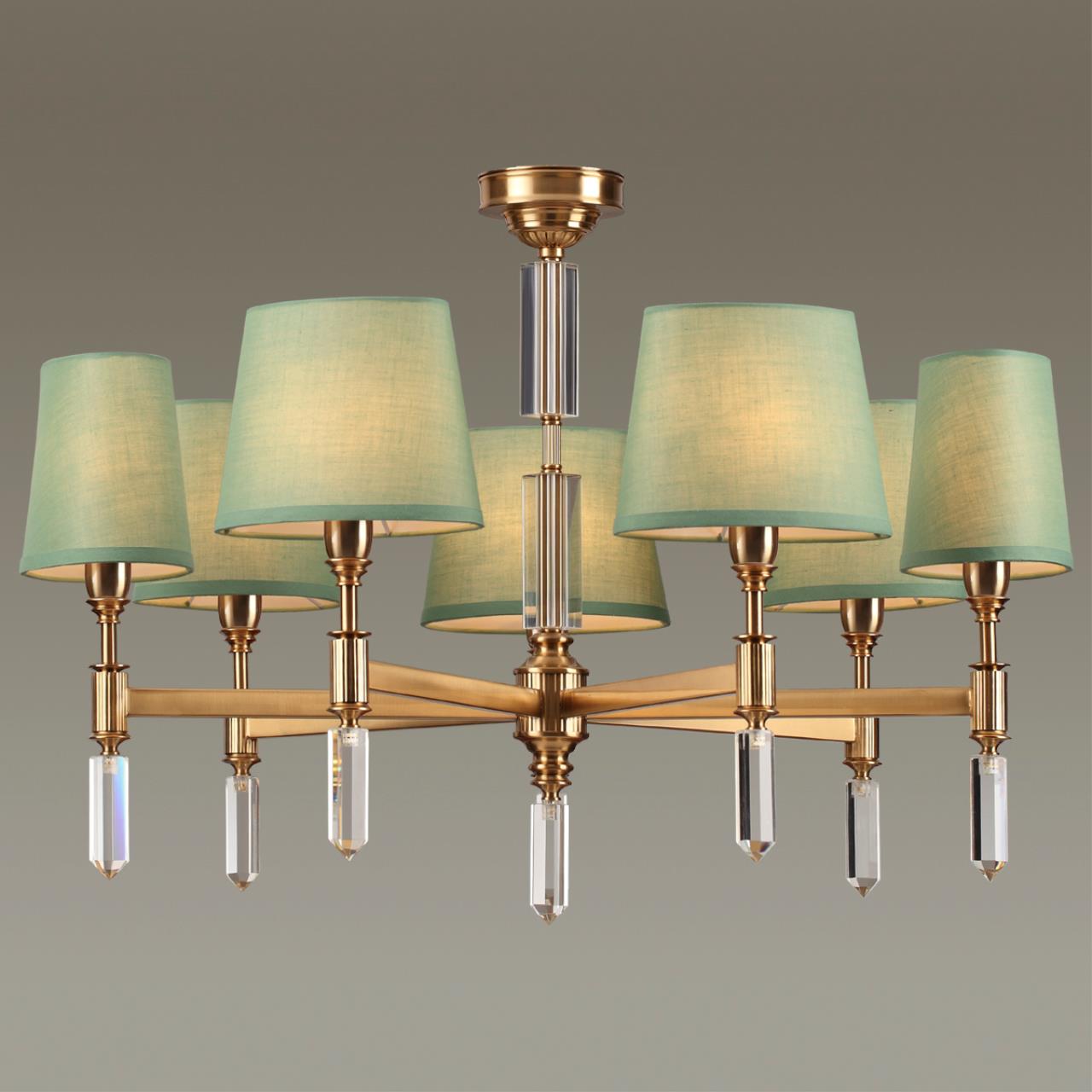 Люстра ODEON LIGHT EXCLUSIVE MODERN LONDON бронзовый E14*7 10W плафон зеленый