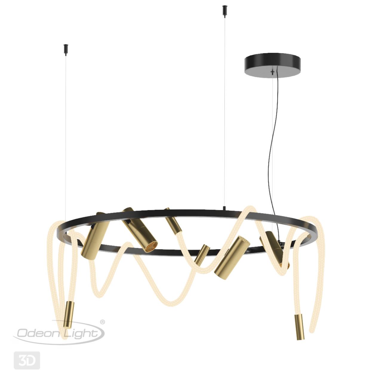 Люстра подвесная ODEON LIGHT HIGHTECH CORDA черный LED*1 1*55W 3000К плафон белый