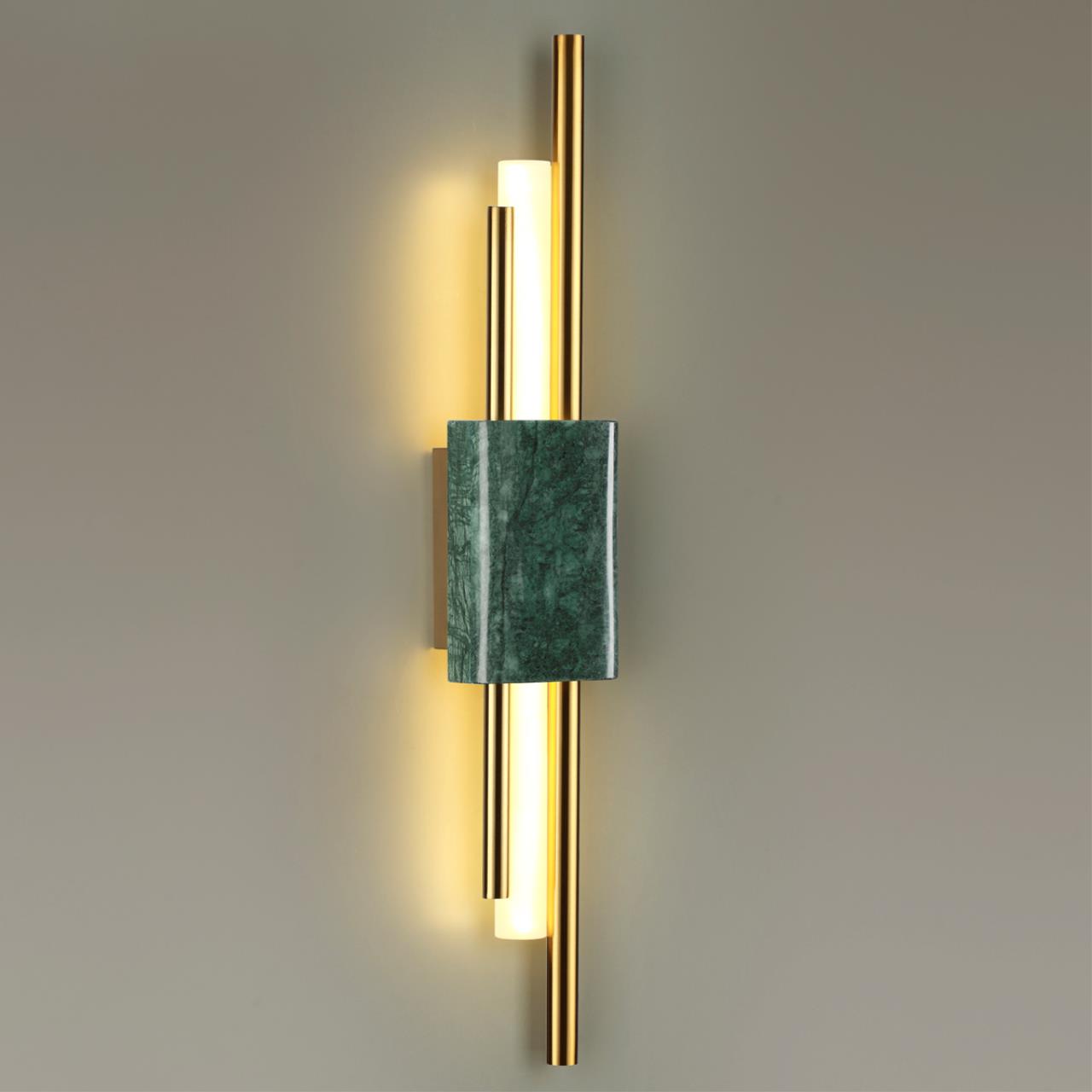 Настенный светильник ODEON LIGHT MIDCENT MARMI золотой, изумрудный мрамор LED*1 1*10W 3000К плафон