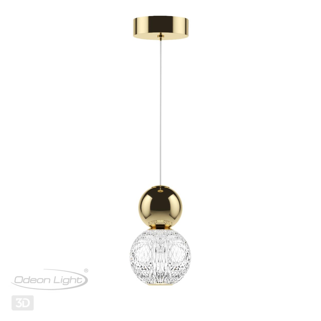 Подвес ODEON LIGHT L-VISION CRYSTAL золотой LED*1 7W 4000К плафон прозрачный