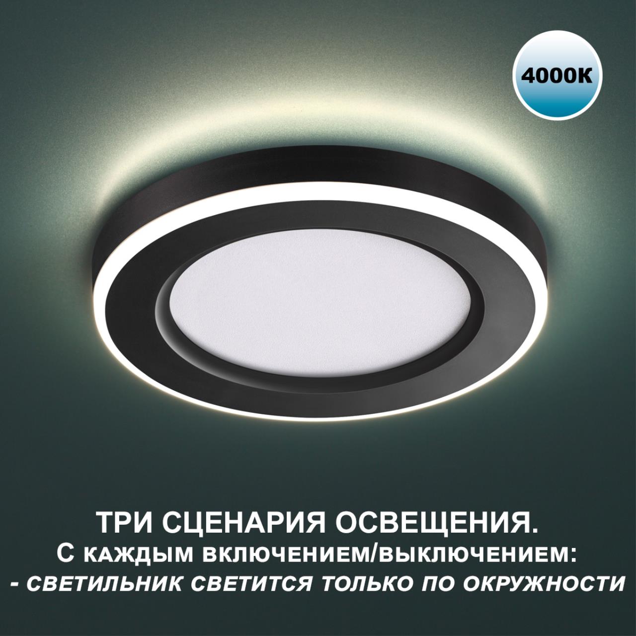 Светильник встраиваемый светодиодный (три сценария работы) NOVOTECH SPOT SPAN черный LED*1 12W+4W 4000+4000К