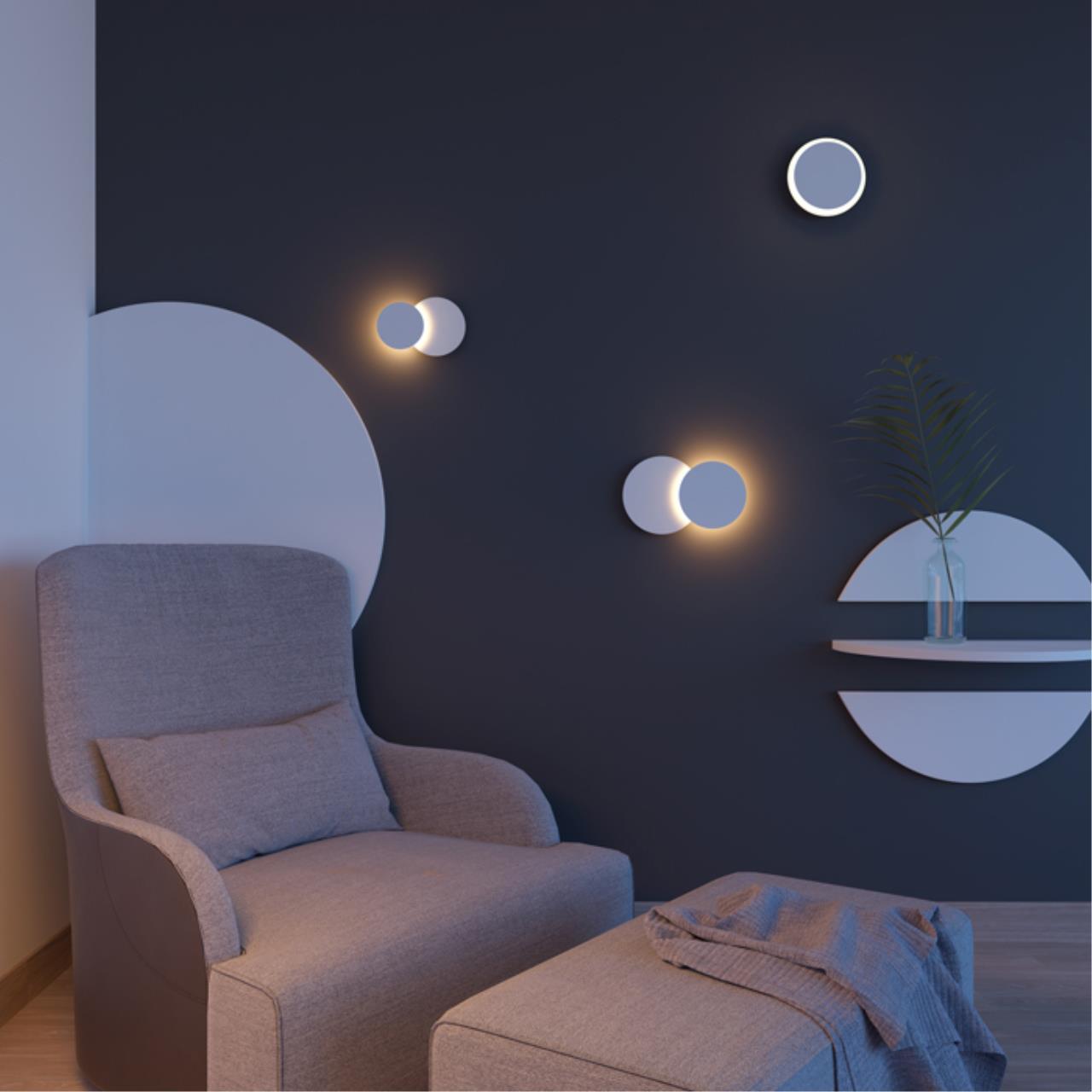 Настенный накладной светодиодный светильник NOVOTECH OVER SMENA белый LED*1 6W 3000К круг
