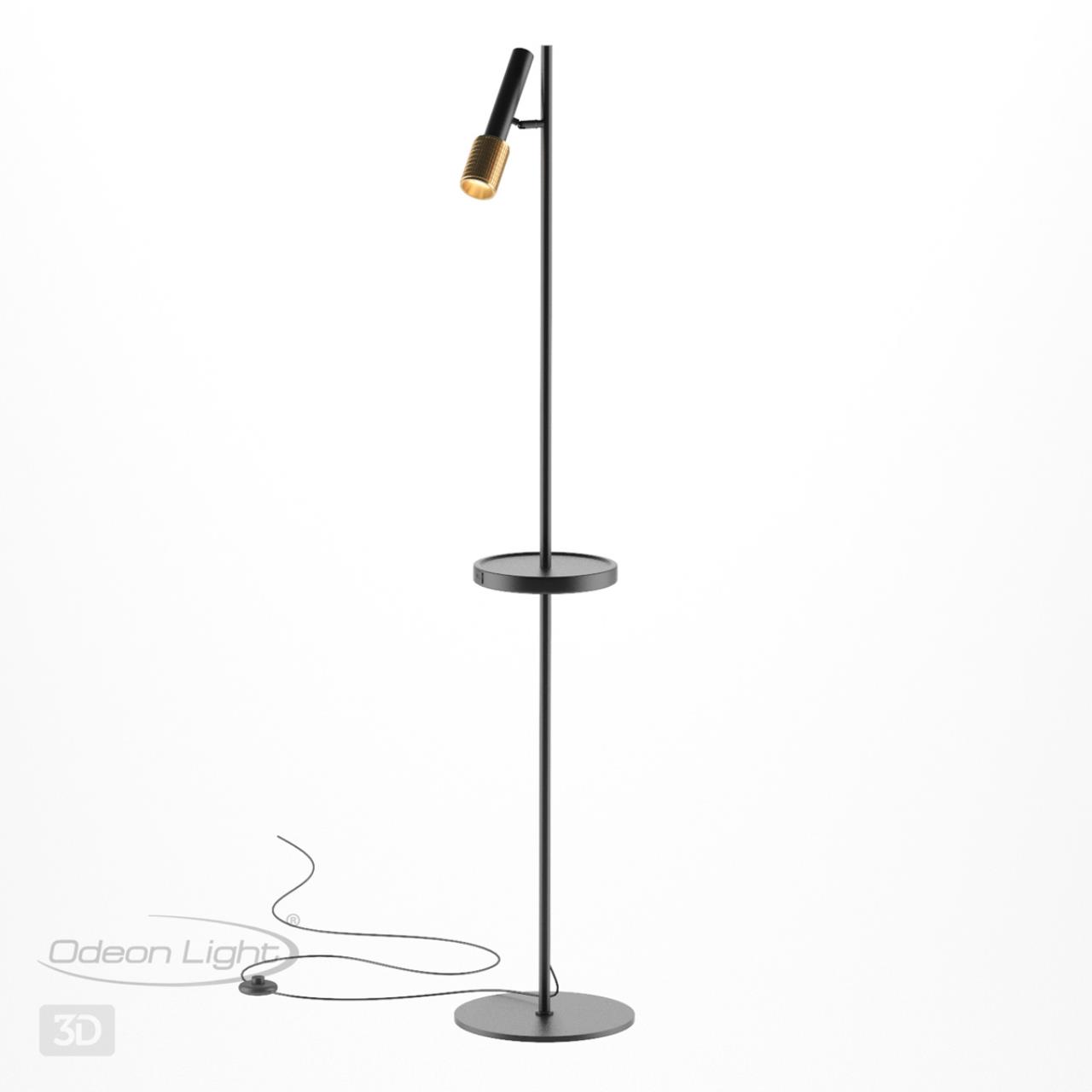 Торшер с полкой/USB ODEON LIGHT HIGHTECH MEHARI черный