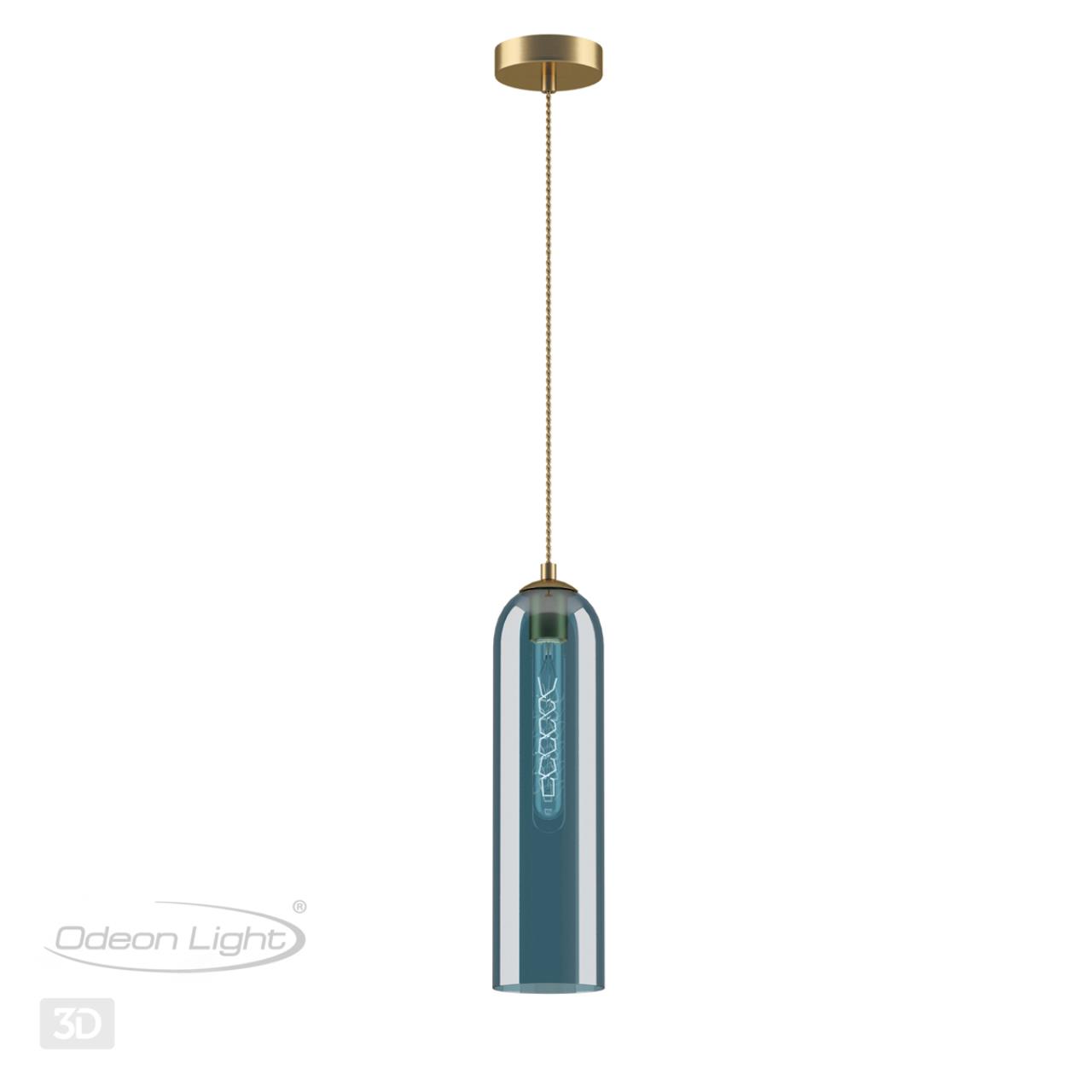 Подвес ODEON LIGHT PENDANT VOSTI золотой E27*1 10W плафон синий