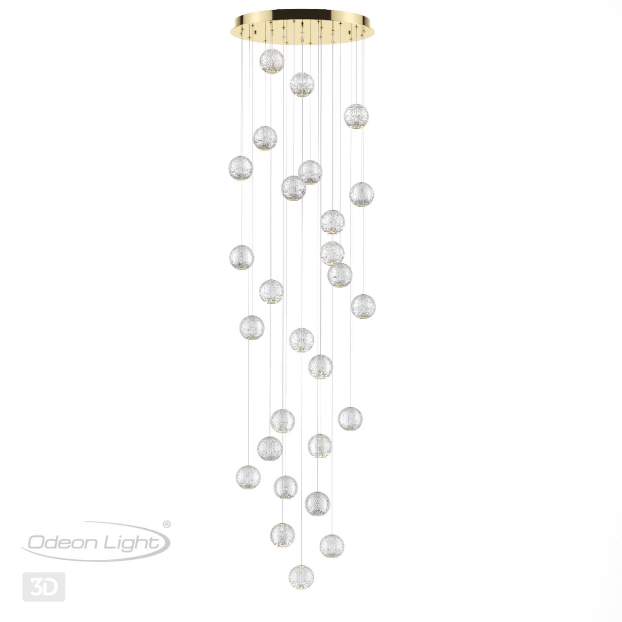 Люстра каскадная ODEON LIGHT L-VISION CRYSTAL золотой LED*1 120W