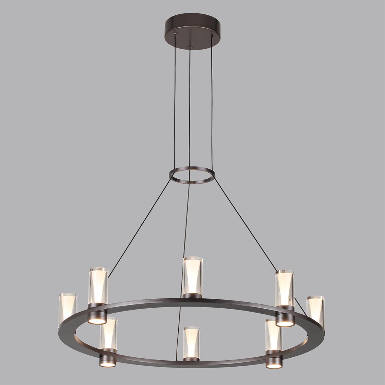 Подвесные светильники ODEON LIGHT HIGHTECH DEFANCE черный, серый LED*8 45W 3000К плафон прозрачный