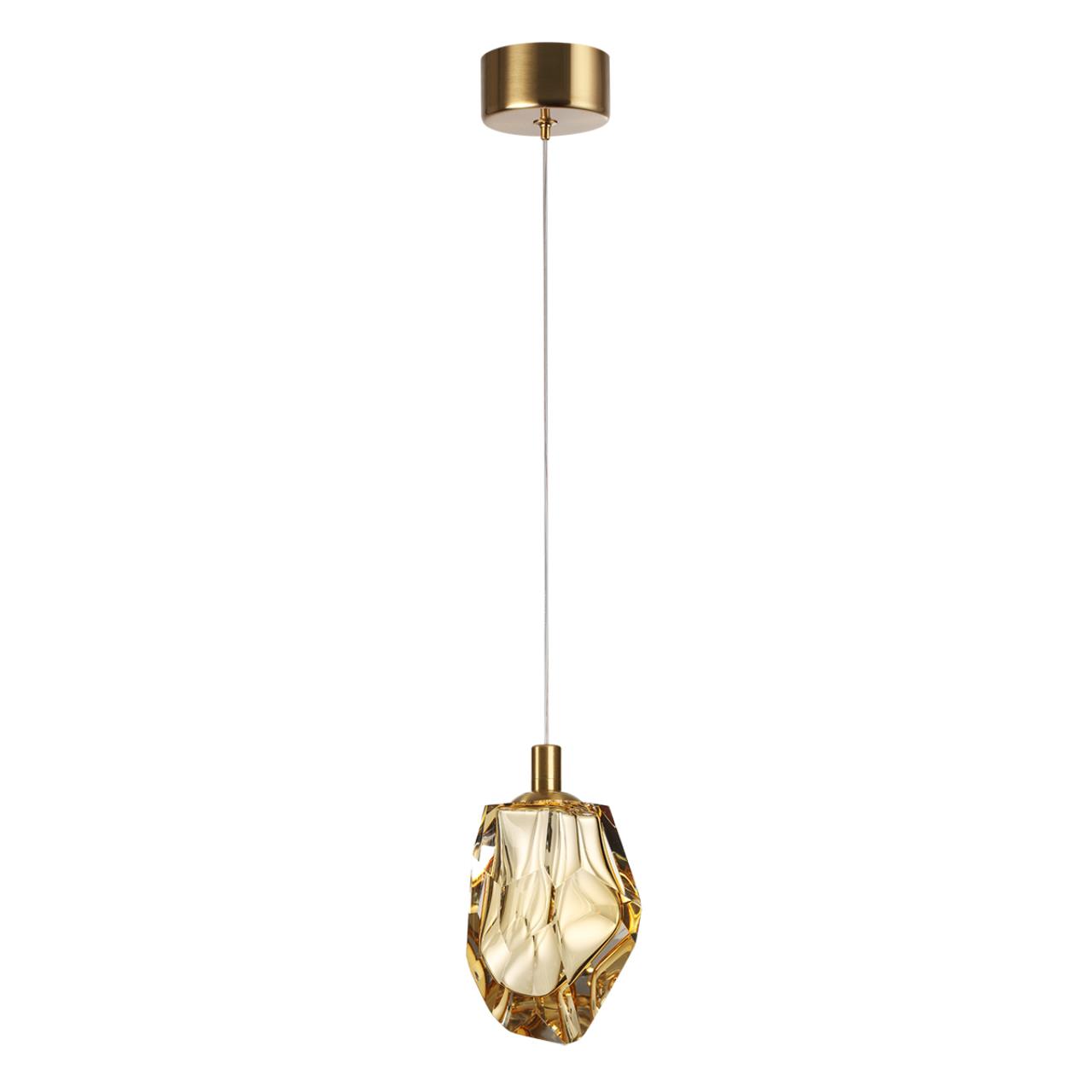 Подвесной светильник ODEON LIGHT L-VISION GEMME бронзовый LED*1 4W 3000К плафон янтарный